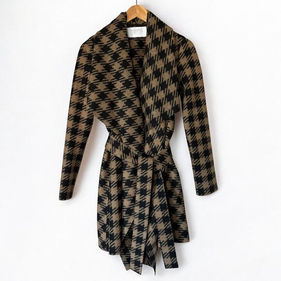 Harris Wharf London Houndstooth Plaid Blanket Coat with Belt - Picture 1 of 14